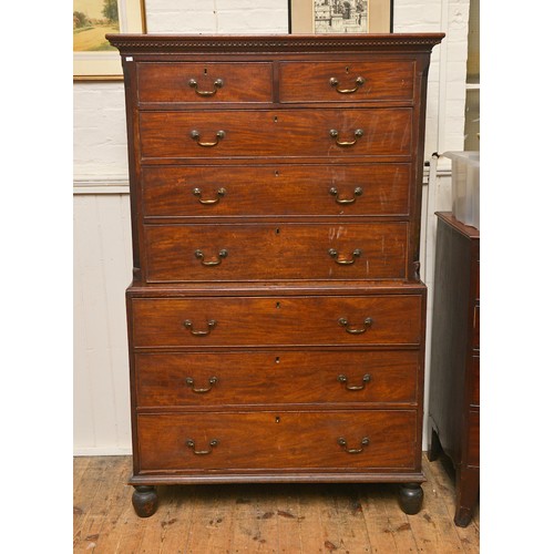 629 - A Georgian Mahogany Tallboy Chest of Drawers fitted two Short Drawers above Six graduated Drawers, C... 