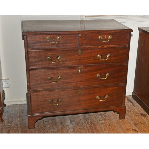 636 - A Georgian Mahogany Straight Front Chest of Two Short & Three Long Graduated Drawers, Cross Banded &... 