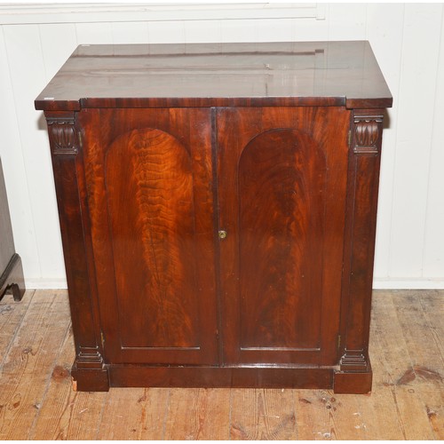 642 - A Cuban Mahogany Georgian design Two Door Cabinet with Column sides, Dome Top Doors & Step decoratio... 