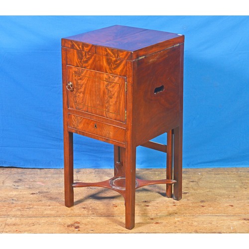 646 - A Georgian Cuban Flame Veneered Mahogany, Twin Fold-Over Topped Wash Stand with a fitted interior, S... 