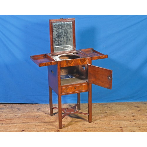 646 - A Georgian Cuban Flame Veneered Mahogany, Twin Fold-Over Topped Wash Stand with a fitted interior, S... 