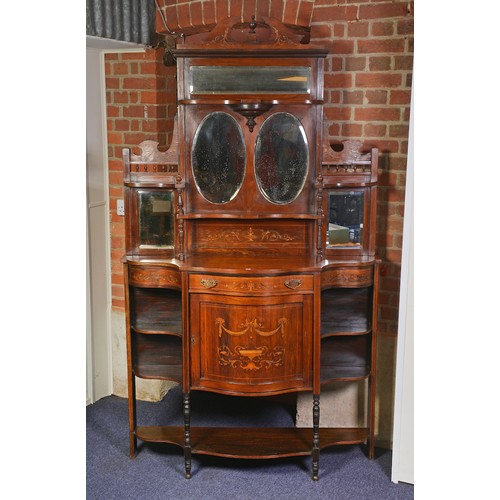 663 - A Victorian Boxwood & Sycamore inlaid Drawing Room Cabinet with a fitted Drawer, Cupboard, Open Side... 