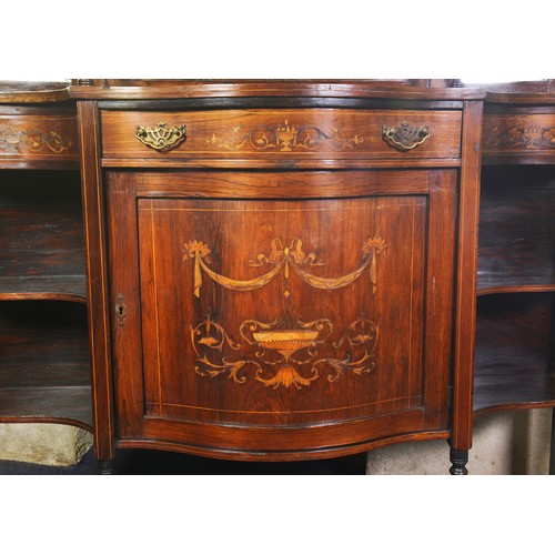 663 - A Victorian Boxwood & Sycamore inlaid Drawing Room Cabinet with a fitted Drawer, Cupboard, Open Side... 