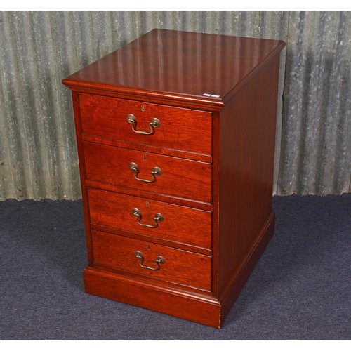 664 - A Reproduction Mahogany Two Drawers Filing Cabinet with Brass Handles. Measuring: 50cms across x 60c... 