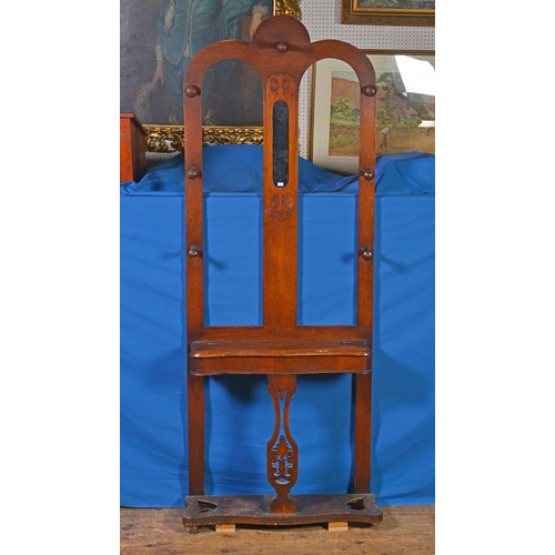 674 - A Victorian Oak Stained Triple Hooped Back & Central Mirrored Hall Stand with Lift Up Glove Compartm... 