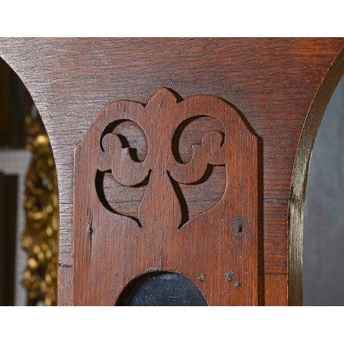 674 - A Victorian Oak Stained Triple Hooped Back & Central Mirrored Hall Stand with Lift Up Glove Compartm... 