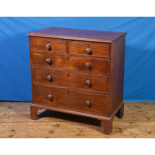 677 - A Georgian Mahogany Straight Front Chest of Two Short & Three Long Graduated Drawers resting on Brac... 