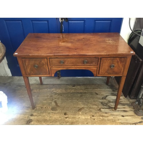 698 - A Victorian Mahogany Sideboard with ebony inlay, ring pull handles & square tapering legs. Measuring... 