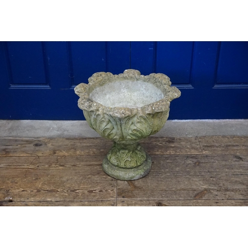 700 - A Reconstituted Two Division Classical Design Garden Urn with Scrolls & Gadrooned decorated. Standin... 