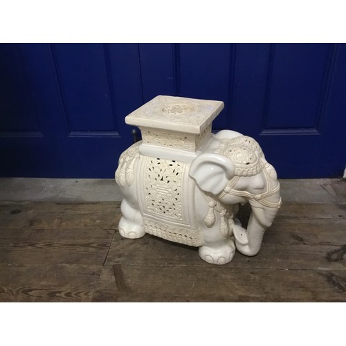 705 - An Elephant Garden Seat in Cream Glaze. Measuring: 45cms high.