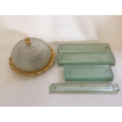 982 - A Collection of Victorian Cut & Bevelled Glass Finger Plates & a Cut & Moulded Light Fitting.