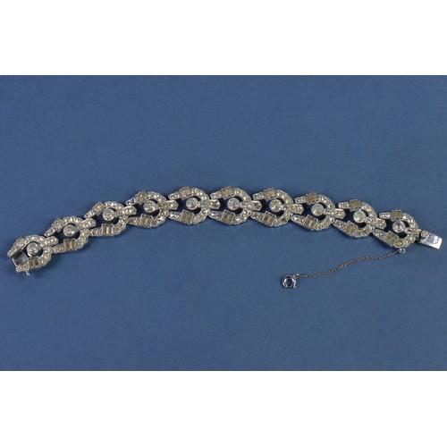 175 - A 1940s Silver & Paste Set Horseshoe shaped Bracelet.