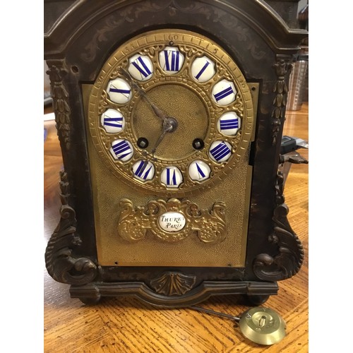 320 - A Late 19th Century French Boulle & Gilt metal mounted Drawing Room Clock with a Brass Face & Blue e... 