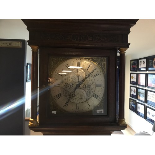 331 - A Georgian Oak & Banded Long Case Clock with Nickel Silver Chaptering, Roman Numerals, Second Sweep,... 