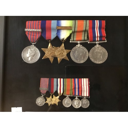 575 - A Framed Set of WWII Medals to include The George Medal (Laurel Leaf Bar), Atlantic (France & German... 