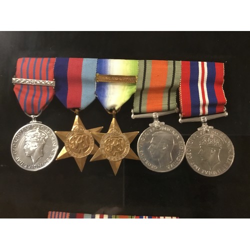 575 - A Framed Set of WWII Medals to include The George Medal (Laurel Leaf Bar), Atlantic (France & German... 