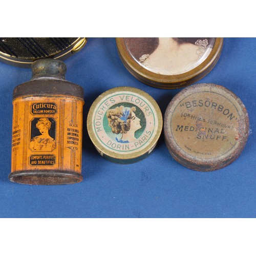 7 - A Silver Powder Compact, 1920s Dusting Powder, Compacts & other Beauty Products.