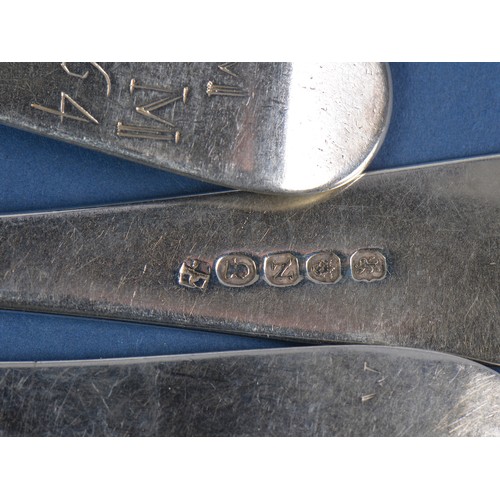 14 - Two Old English pattern bottom marked Silver Table Spoons & one other. Weighing: 161 Grams.