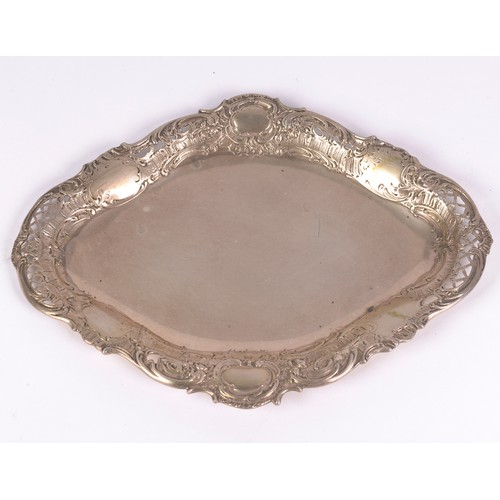 49 - A German 800 Dressing Table Silver Tray with embossed decoration. Weighing: 290 grams.