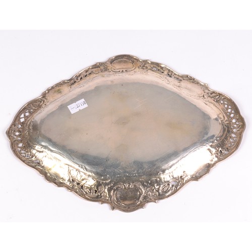 49 - A German 800 Dressing Table Silver Tray with embossed decoration. Weighing: 290 grams.