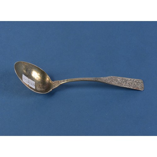 74 - A Dutch embossed Silver engraved Spoon. Weighing: 22 grams.