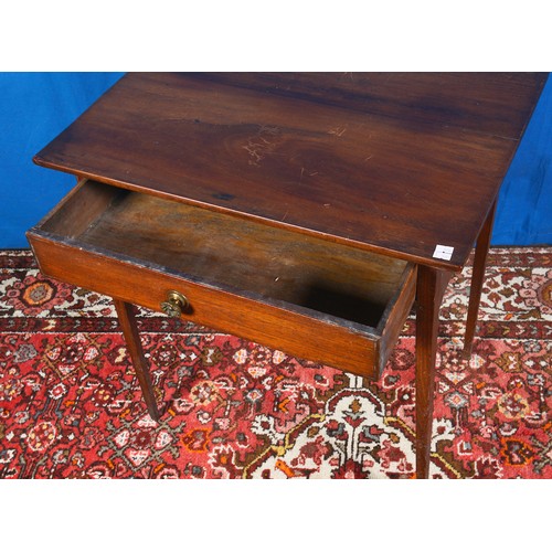 523 - A Georgian design Single Drawer Mahogany Side Table on tapering legs. Measuring: 68cms across x 48cm... 