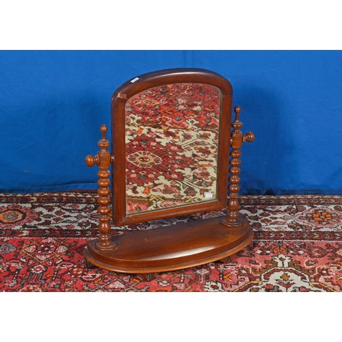 529 - A late 19th Century Needlework Fire Screen resting on a pierced base & a Victorian Swing Framed Dres... 