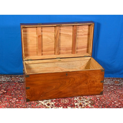 541 - A Camphor Wood Coffer with Side Carrying Handles, Brass Corners & Plates. Measuring: 106cms across x... 