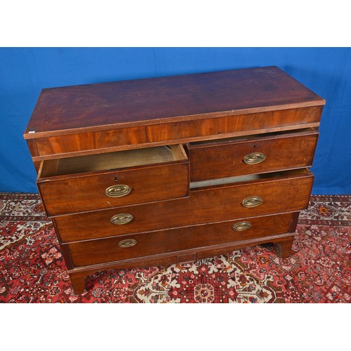 542 - A Regency Mahogany Chest of Drawers with drop handles Pressed Mounts. Measuring: 118cms across x 48c... 