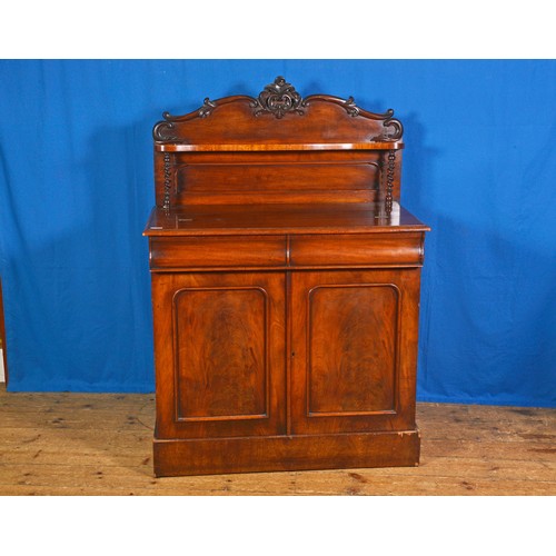 558 - A Victorian Mahogany Chiffenoir with Double arched Top Drawers, Shelf back, Barley Twist Columns & c... 