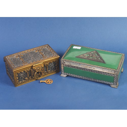 788 - A French Brass & Silvered Dutch design Jewellery Box after the Renaissance Original depicting Cupids... 