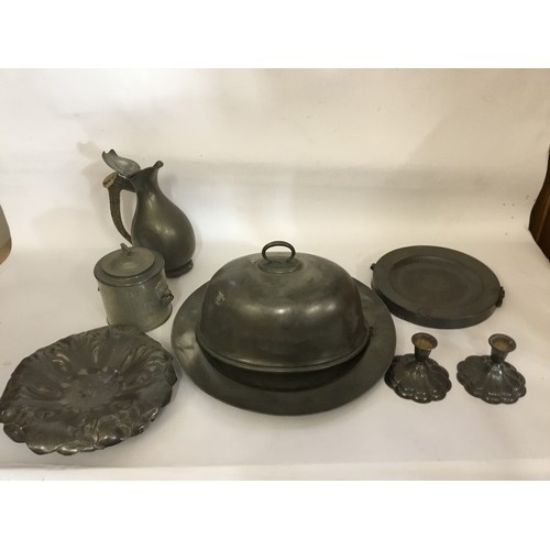 792 - A Large Pewter Charger makers mark: T. Lether Batt. Touch Marked, Meat Dish Cover, Warmer Dish, etc.