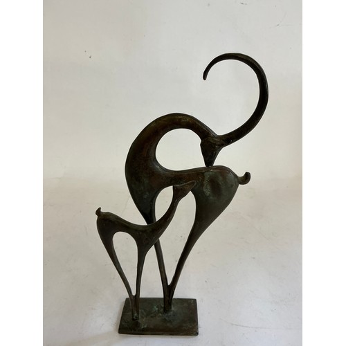 918 - A 1950s Bronze study of Two Ibex's, signed. Measuring: 23cms high.