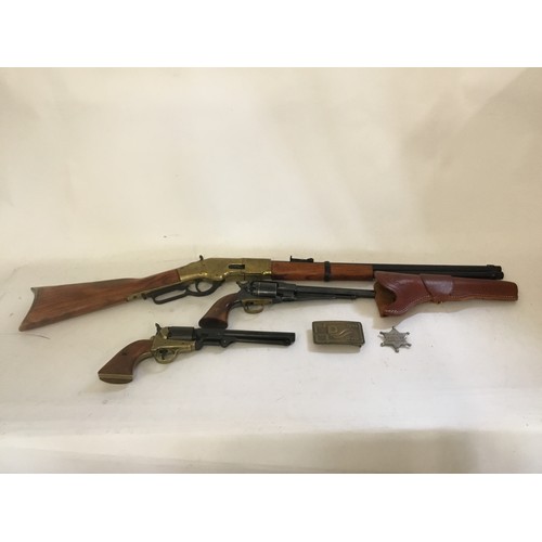 956 - A Collection of Three Replica Western Guns to include To Colt's & a Winchester Rifle.