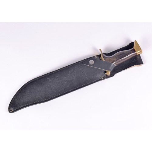 966 - A Ranger Brass Cased Hunting Knife in Scabbard.