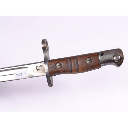 968 - A 1917 U.S. Bayonet in Polished Steel with a Wooden Handle.