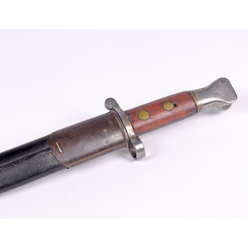 969 - A WWI Steel mounted Bayonet in a Leather Scabbard.