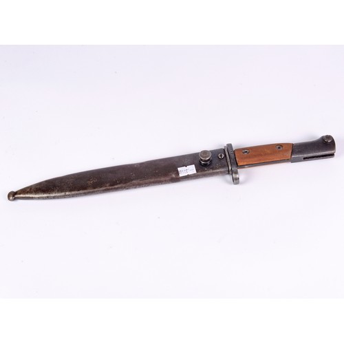 970 - A WWII Bayonet in a Metal Scabbard. No: 5795.