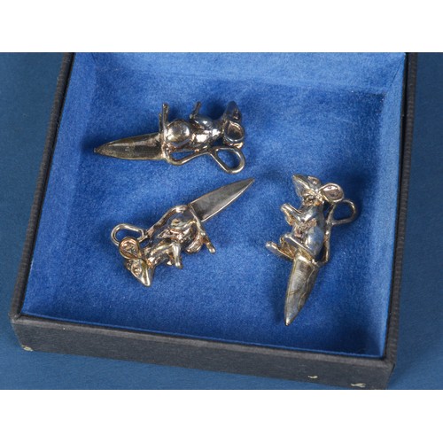 121 - A Set of Six Silver Plated Freemason's Tea Spoons & Tongs along with three Mice Cheese Sampling Fork... 