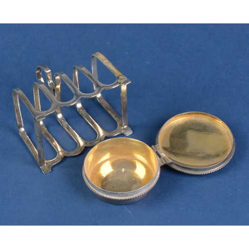 56 - A Silver Four Bar Toast Rack & a Wafer Box. Weighing: 97 grams.