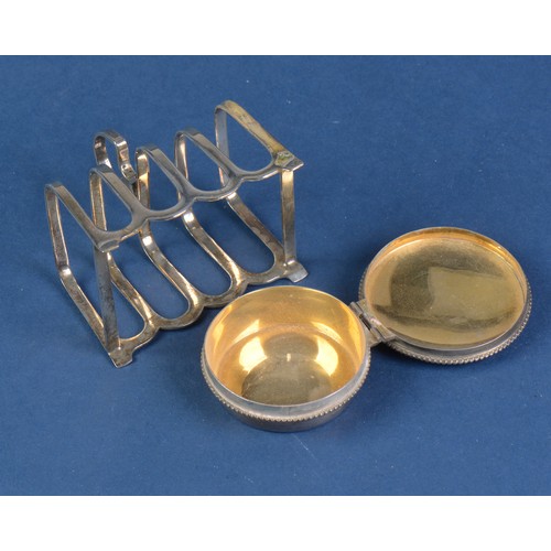 56 - A Silver Four Bar Toast Rack & a Wafer Box. Weighing: 97 grams.