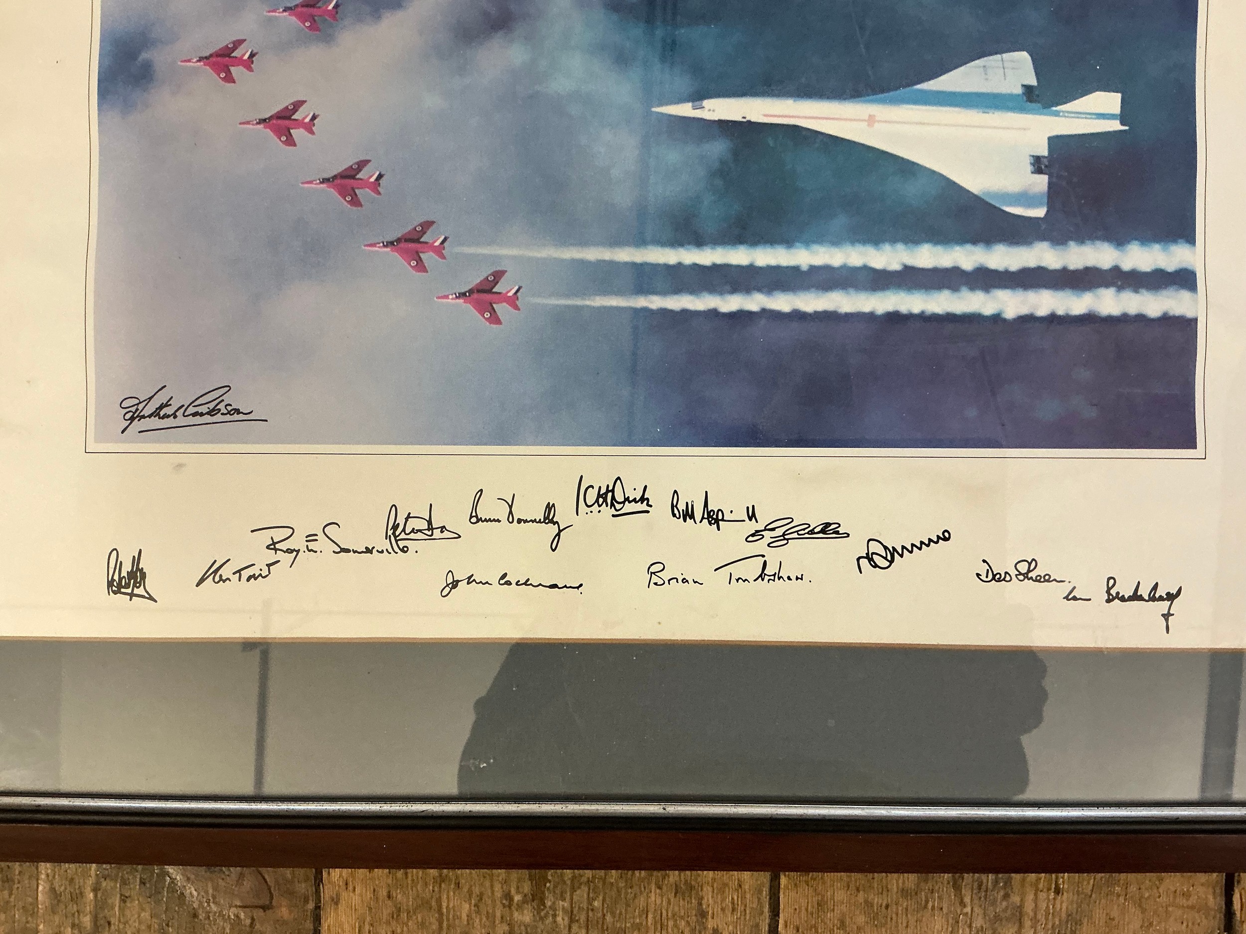 A Concorde & Red Arrows Print with Signatures from the Red Arrows Team ...
