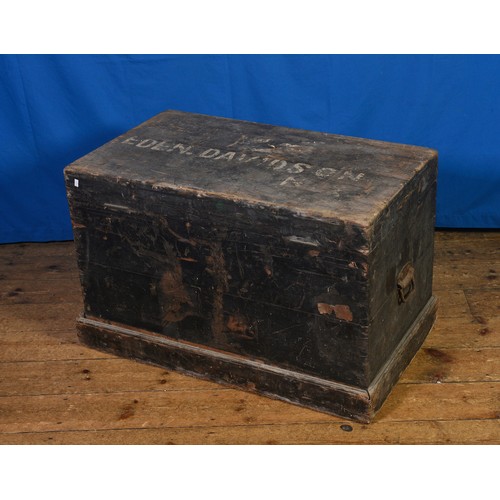 641 - An Antique Wood Trunk marked 