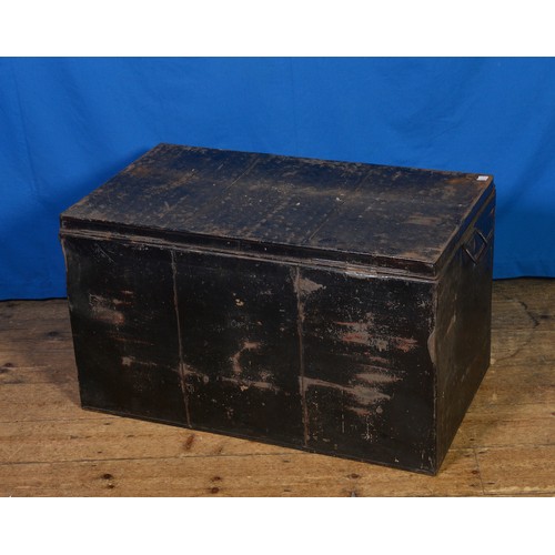 643 - Two Steel Travelling Trunks with Sponged Decoration. Each Measuring: 84cms across x 47cms deep x 50c... 