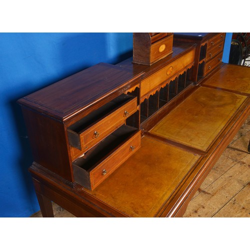 644 - An Edwardian designed Sheraton Writing Desk fitted with banks of Drawers, Lift Top Centre Section, P... 