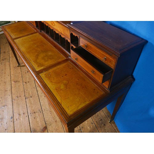 644 - An Edwardian designed Sheraton Writing Desk fitted with banks of Drawers, Lift Top Centre Section, P... 