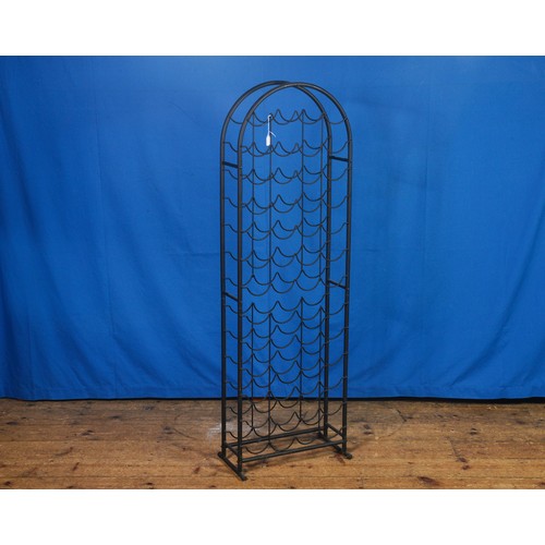 648 - A Lovely Black Wrought Iron Wine Rack which holds 50 Bottles. Measuring: 144cms High x 17cms deep x ... 