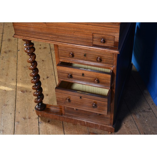 659 - A Victorian Laburnum Wood Gentleman's Davenport fitted with Eight graduated Drawers, Sliding Drawer,... 