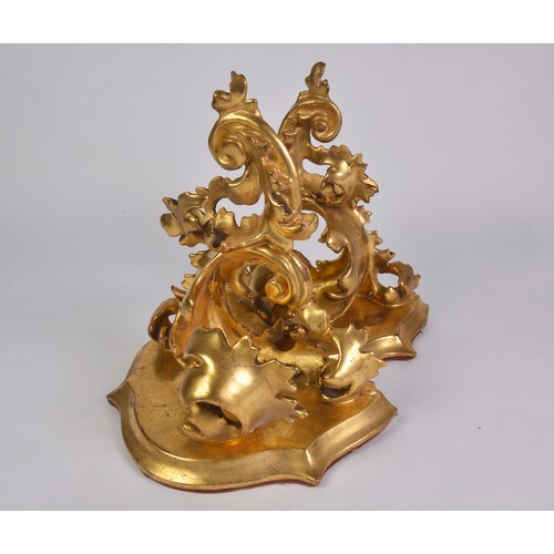 660 - A Pair of Carved Gilt Wood Wall Appliques of Floral Form with red velvet mounts after a design too C... 