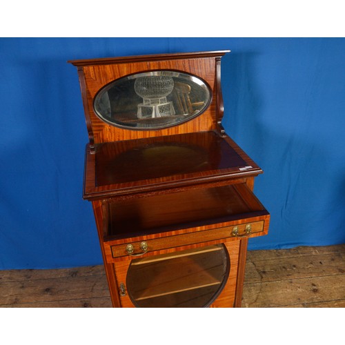 663 - A Victorian Mahogany Ebony & Satin Walnut inlaid Music Cabinet fitted a Drawer with Ring Pull Handle... 